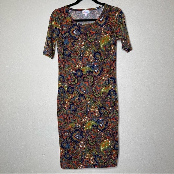 LuLaRoe Paisley Colorful Printed Julia Sheath Dress - Picture 1 of 4